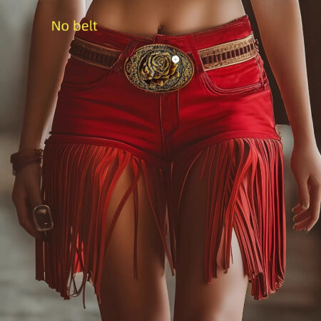 Womens Casual Sexy Tassel Mini Skirt With A Sheath Fit